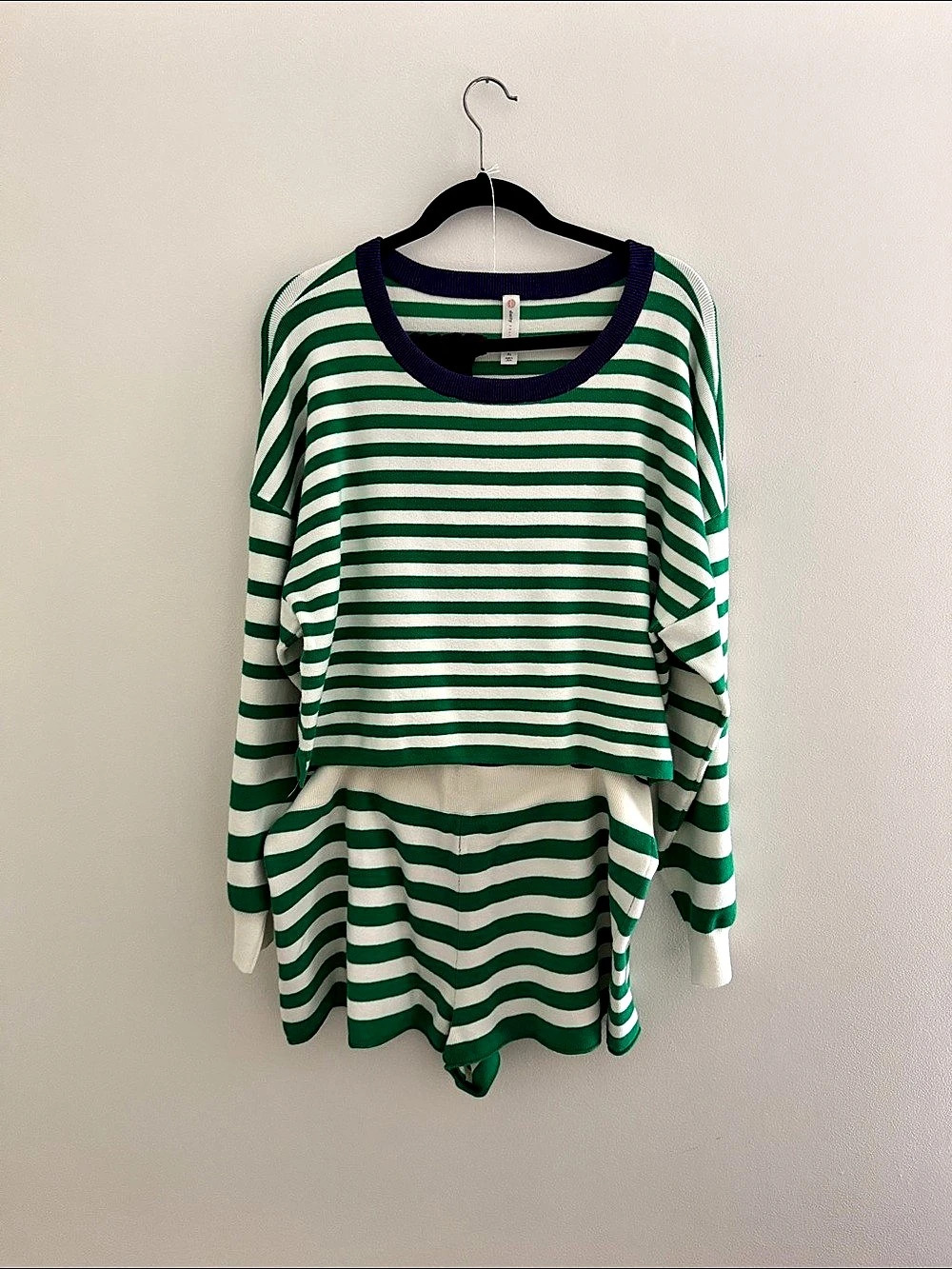 daily practice Striped Lounge Set in Green & White XL Like New